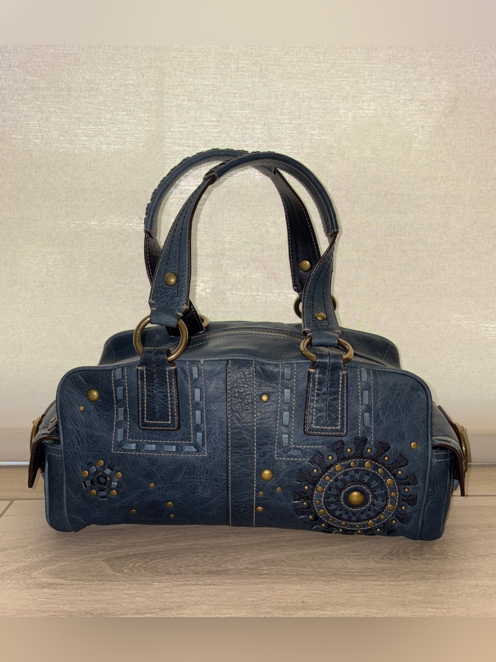 RARE Limited Edition Coach Mia Satchel – Style 10064 – Ink Blue Leather
